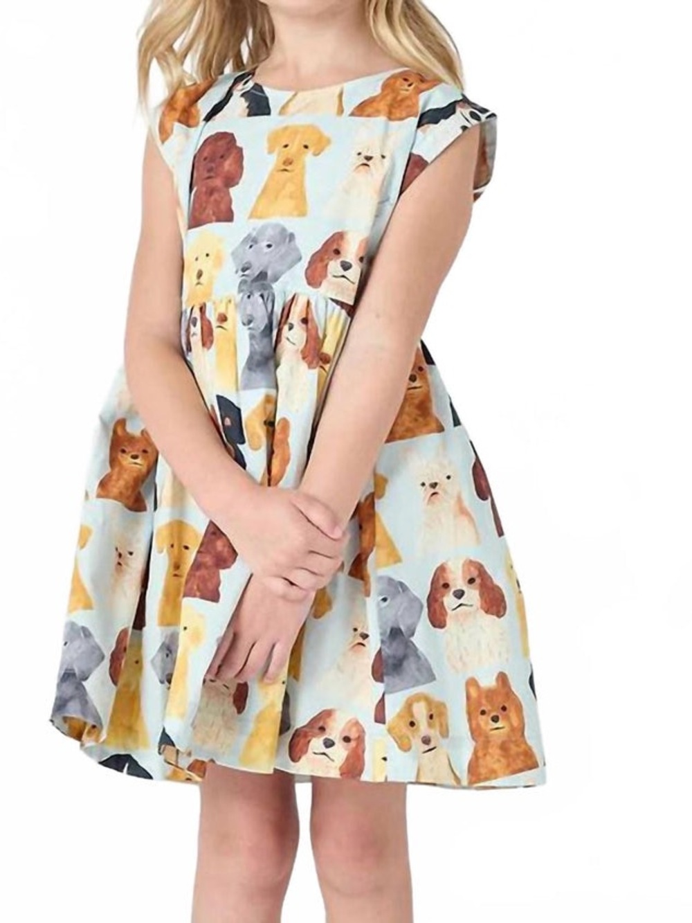 Pink Chicken Adaline Dress In Light Blue Watercolor Dogs Sz 8y